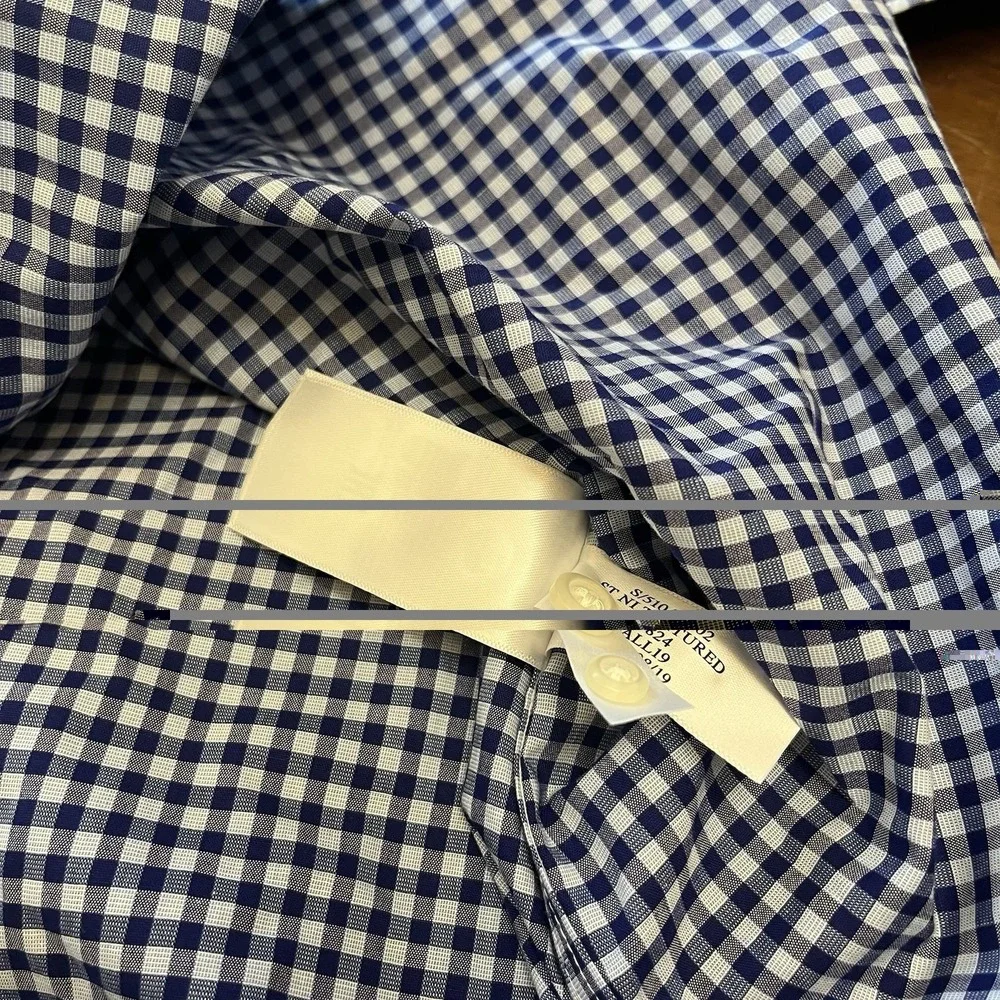 Banana Republic Long Sleeve Shirt Mens M Non-Iron Slim Fit 100% Cotton Checkered